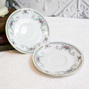 Vintage China Pink Floral Trim Saucers